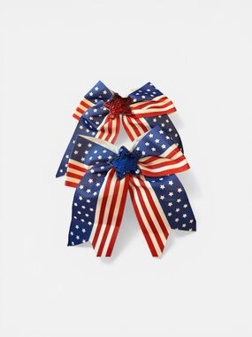 Patriotic Star Ribbon Alligator Clips Hair Bows - Red, White & Blue 7.00 Each